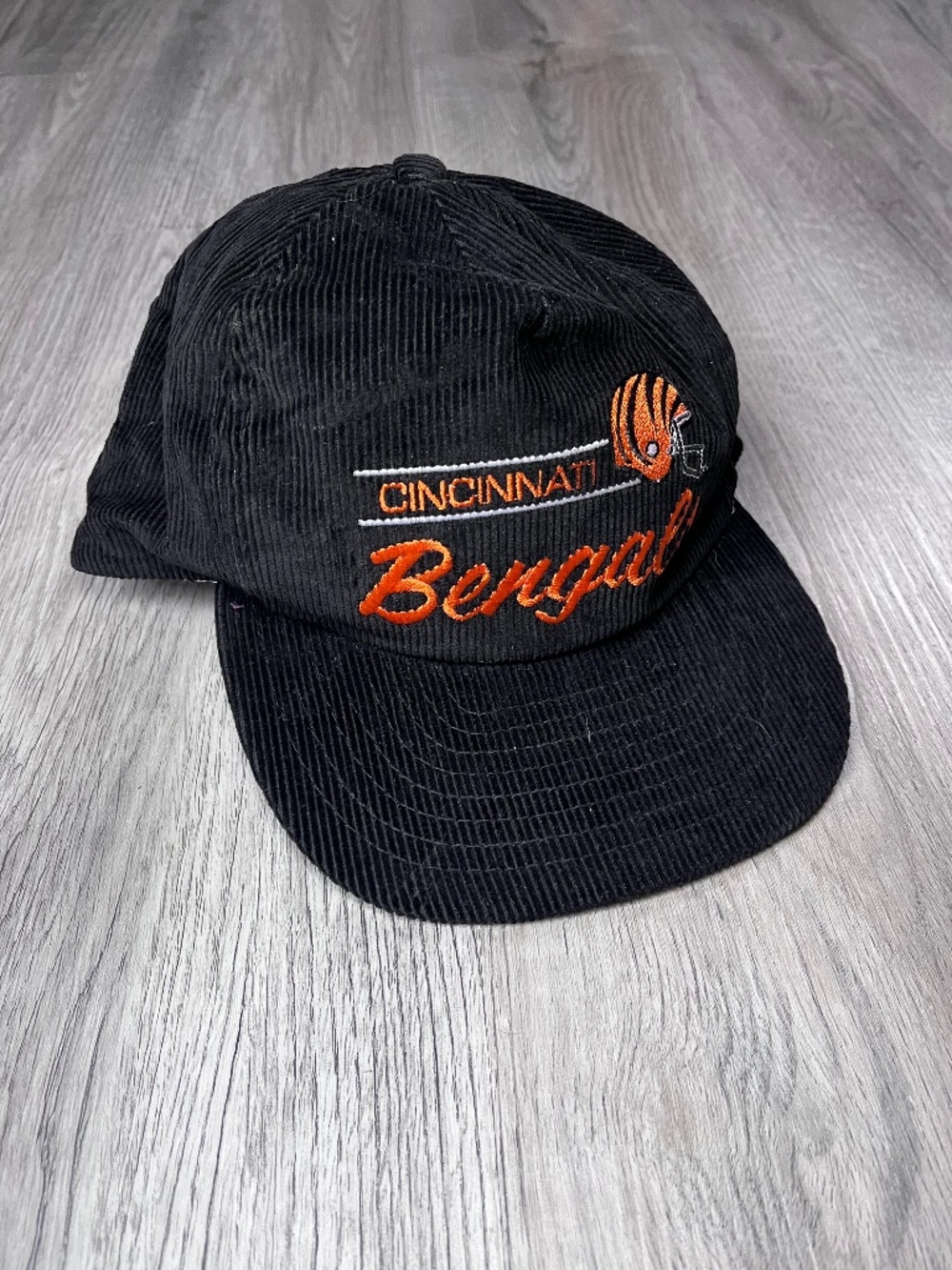 Vintage Cincinnati Bengals Corduroy Snapback Hat Black Annco